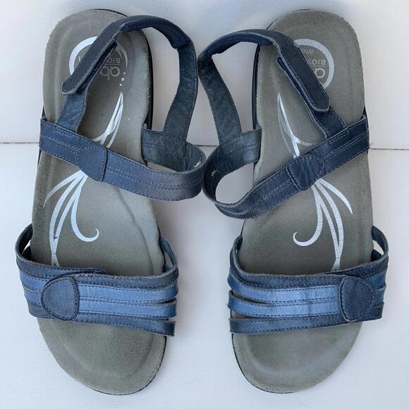 Abeo Obeo Sandals Flats Blue Genuine Leather Sz 9.5 Womens - Picture 1 of 12